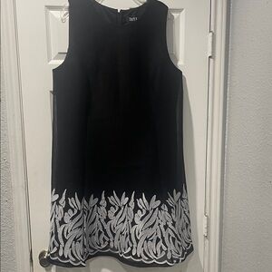 DKNY Black Mini Dress with White Embroidery